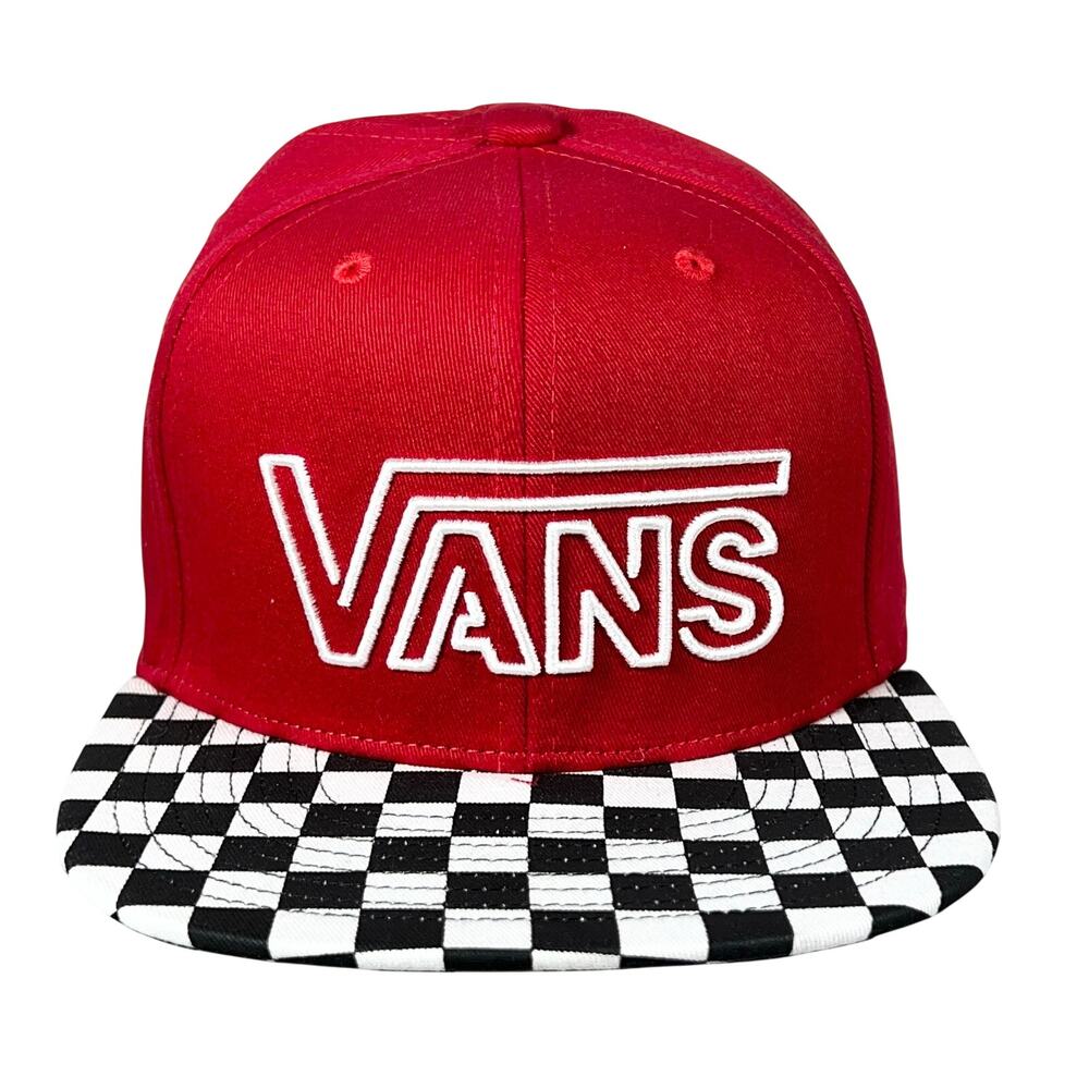 Vans Off The Wall Embroidered Logo Red Checkered Brim Hat Cap Snapback New